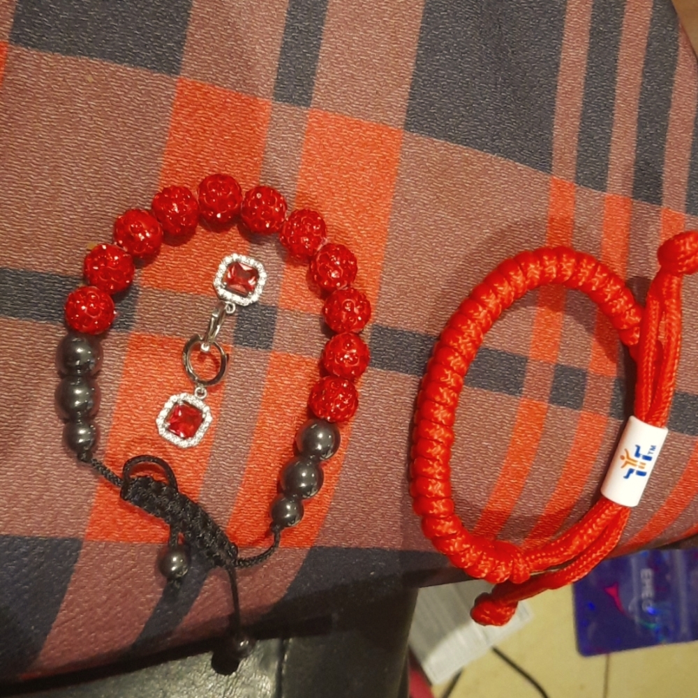 Lot of 3 SASSY🔥 RED BOLO BRACELET & HALO DANGLE EARRINGS